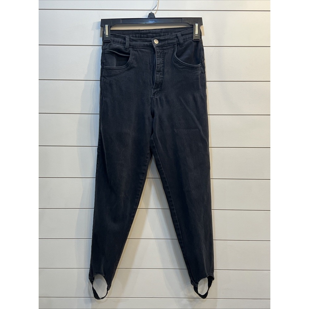 VINTAGE Roper Jeans Womens 7 (25X27) Faded Black Stirrups Tapered Leg Denim USA